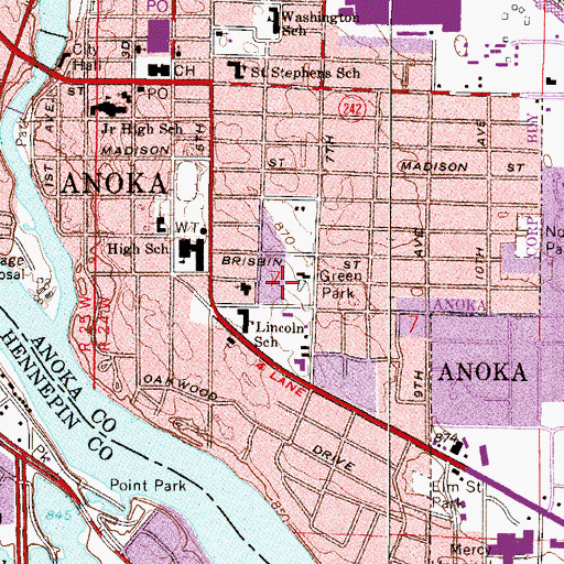 Topographic Map of Green Park, MN