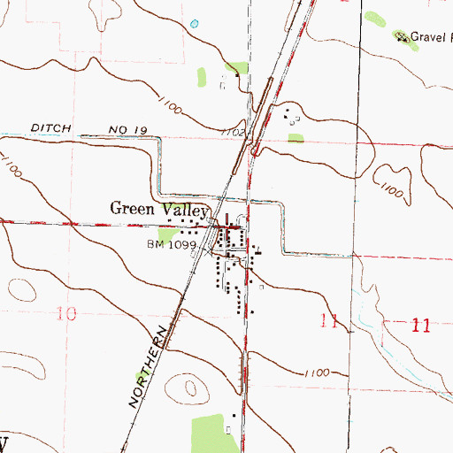 Topographic Map of Green Valley, MN