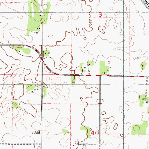 Topographic Map of Greene School, MN