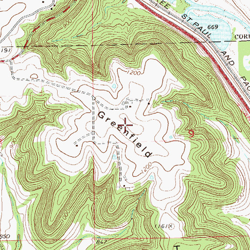 Topographic Map of Greenfield Hill, MN