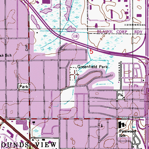 Topographic Map of Greenfield Park, MN