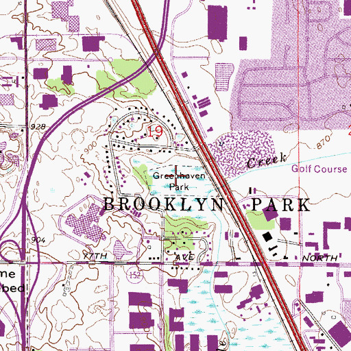 Topographic Map of Greenhaven Park, MN