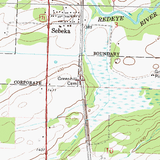 Topographic Map of Greenhill Cemetery, MN