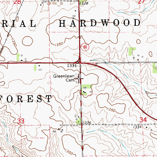 Topographic Map of Greenlawn Cemetery, MN