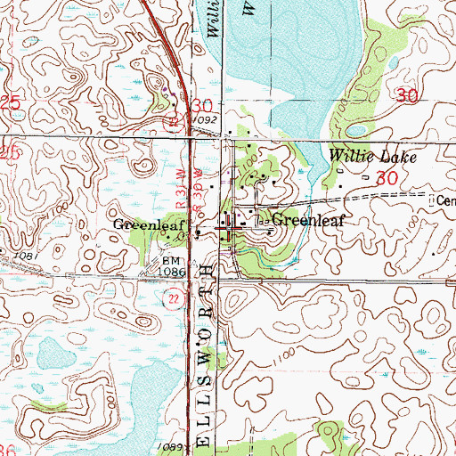 Topographic Map of Greenleaf, MN