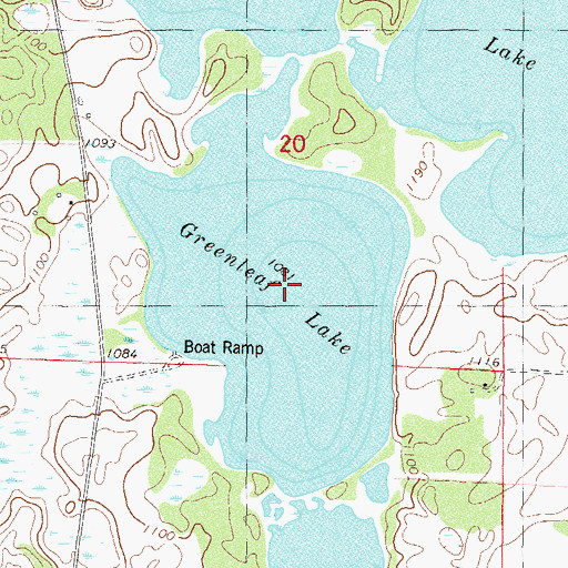 Topographic Map of Greenleaf Lake, MN