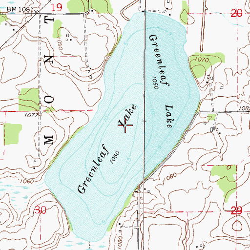 Topographic Map of Greenleaf Lake, MN