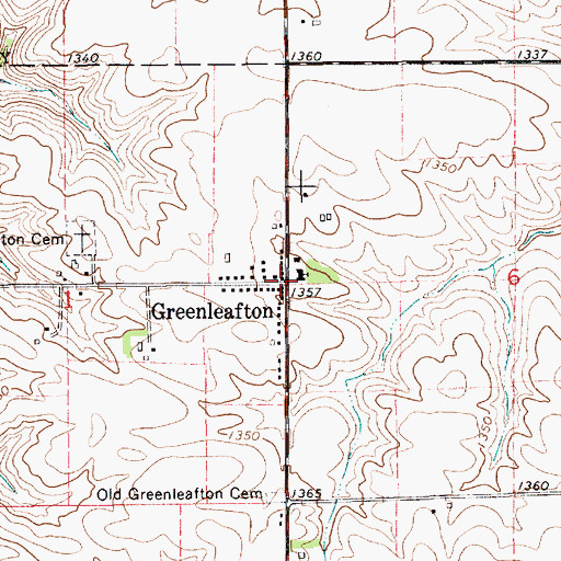 Topographic Map of Greenleafton, MN