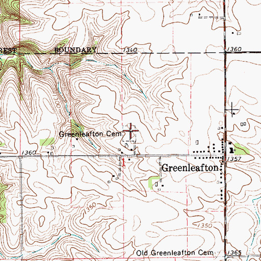 Topographic Map of Greenleafton Cemetery, MN