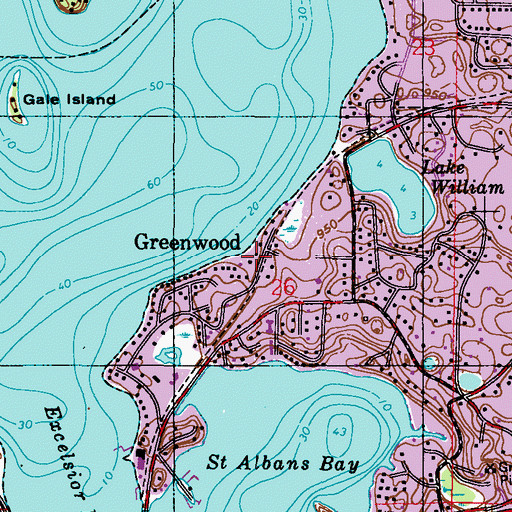 Topographic Map of Greenwood, MN