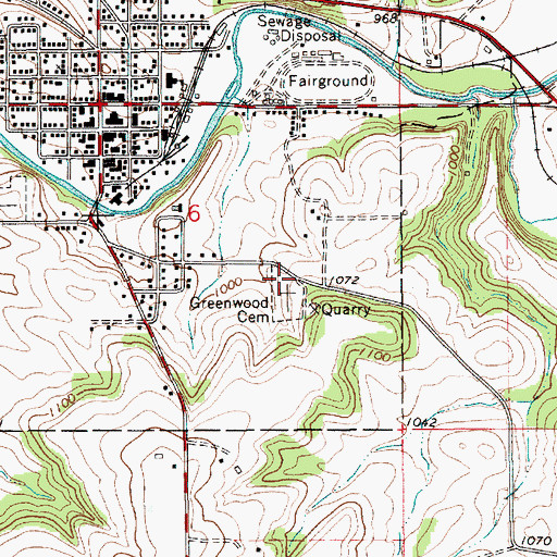 Topographic Map of Greenwood Cemetery, MN