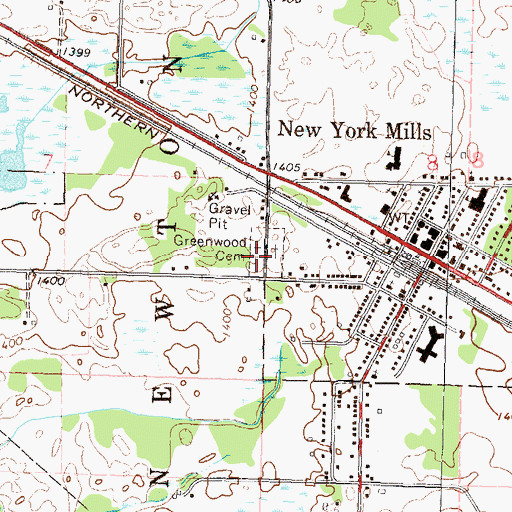 Topographic Map of Greenwood Cemetery, MN