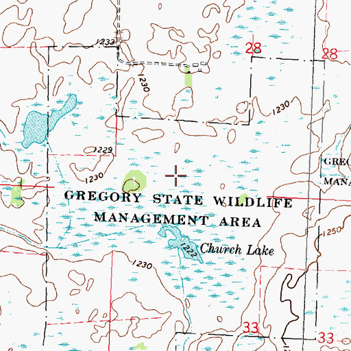 Topographic Map of Gregory State Wildlife Management Area, MN
