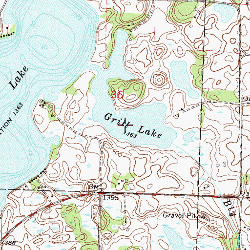 Topographic Map of Grill Lake, MN