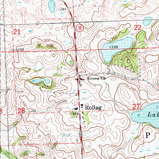 Topographic Map of Grong Church, MN