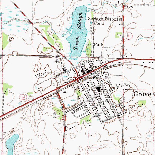 Topographic Map of Grove City, MN