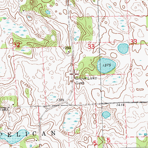 Topographic Map of Grove Lake Cemetery, MN