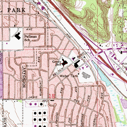 Topographic Map of Grove School, MN