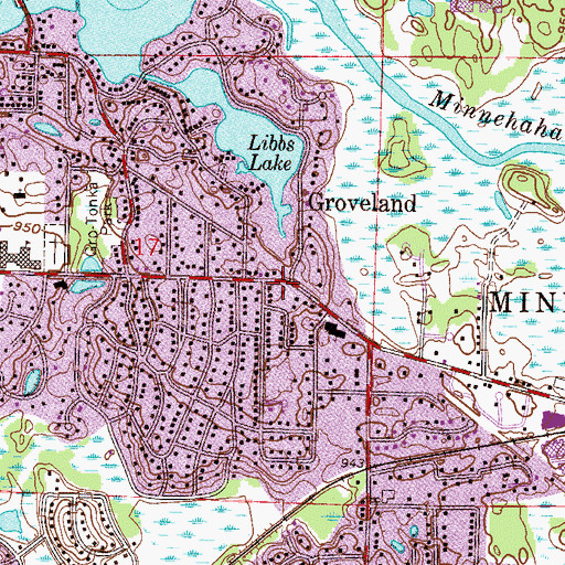Topographic Map of Groveland, MN
