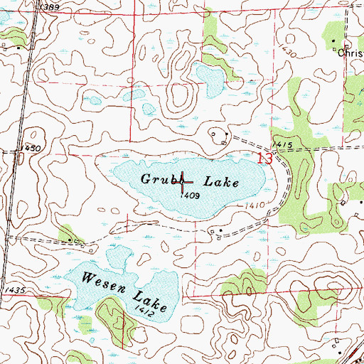 Topographic Map of Grubb Lake, MN