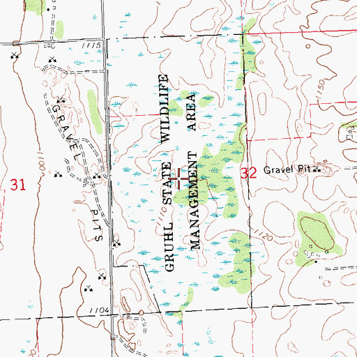 Topographic Map of Gruhl State Wildlife Management Area, MN