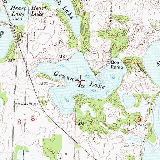 Topographic Map of Grunard Lake, MN