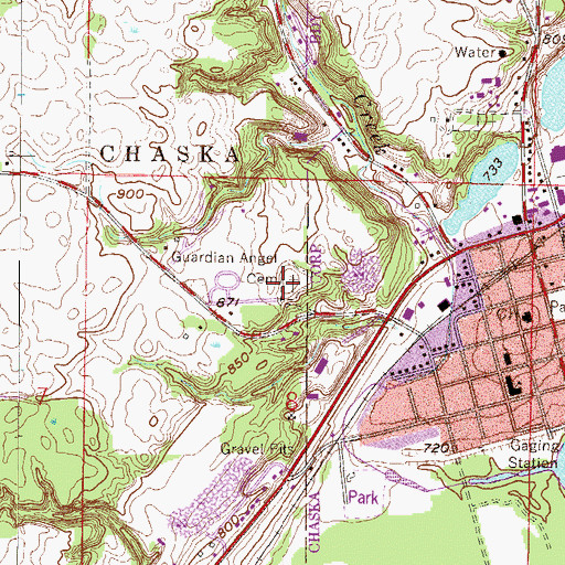 Topographic Map of Guardian Angel Cemetery, MN