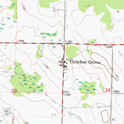 Topographic Map of Gutches Grove, MN