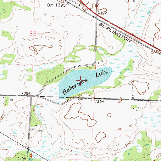 Topographic Map of Haberman Lake, MN