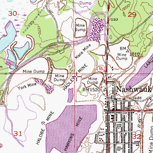 Topographic Map of Hadley Mine, MN