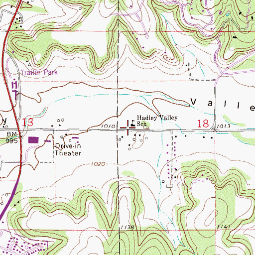 Topographic Map of Hadley Valley School, MN