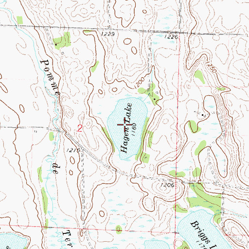 Topographic Map of Hagen Lake, MN