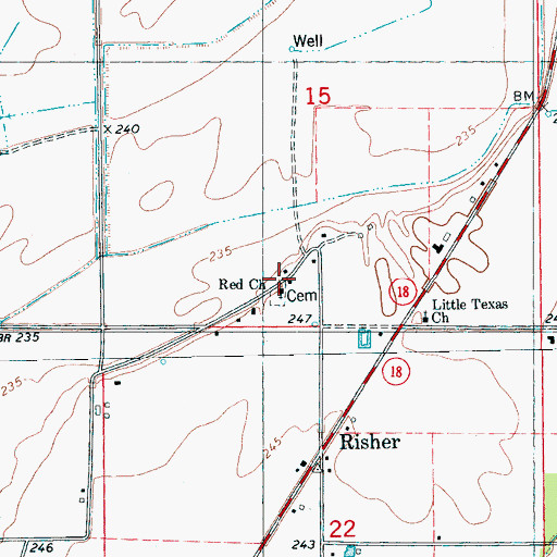Topographic Map of Red School (historical), AR