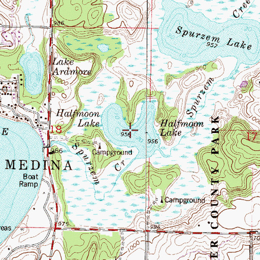 Topographic Map of Halfmoon Lake, MN