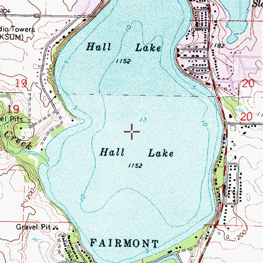 Topographic Map of Hall Lake, MN