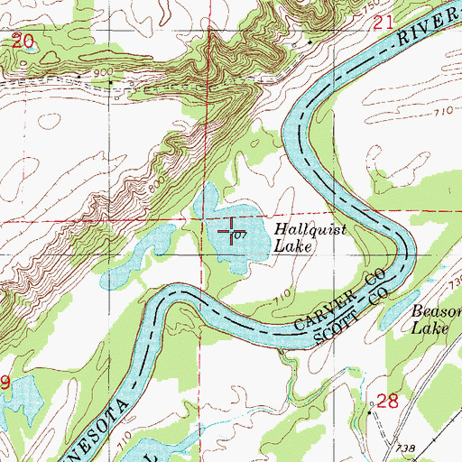 Topographic Map of Hallquist Lake, MN