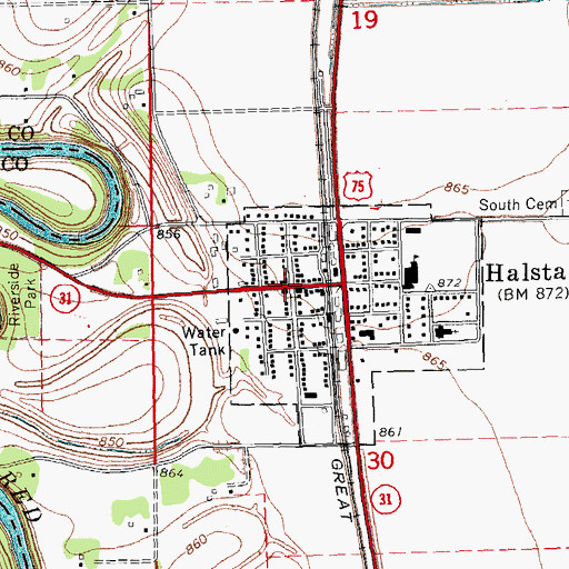Topographic Map of Halstad, MN