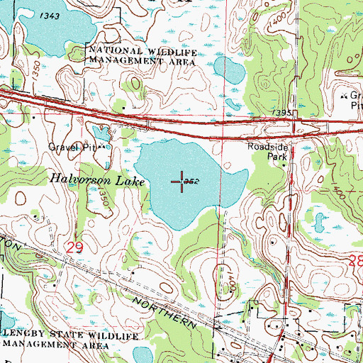 Topographic Map of Halvorson Lake, MN