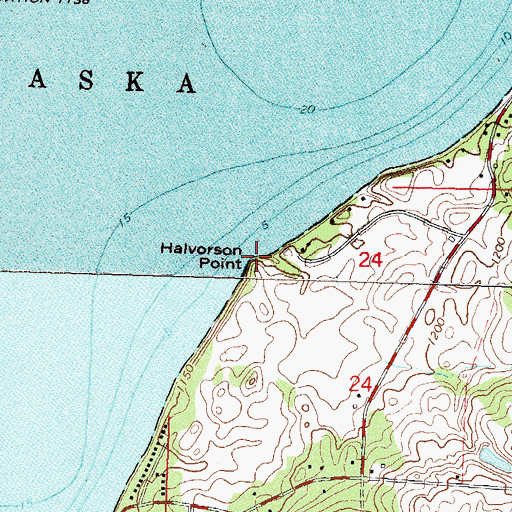 Topographic Map of Halvorson Point, MN