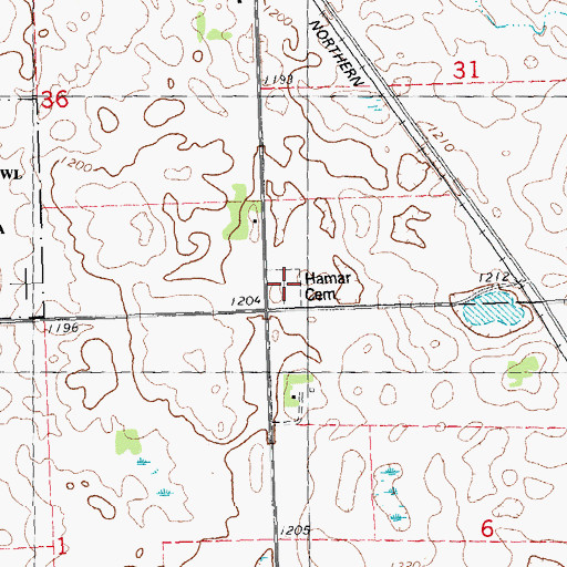 Topographic Map of Hamar Cemetery, MN