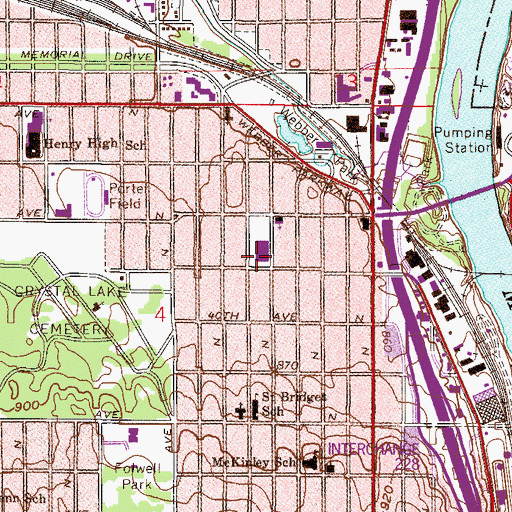 Topographic Map of Hamilton Elementary School, MN