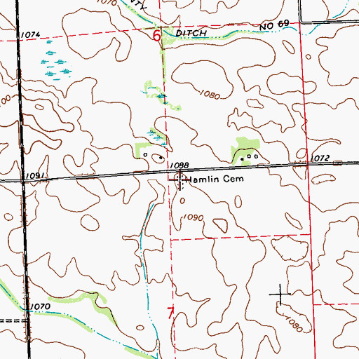 Topographic Map of Hamlin Cemetery, MN