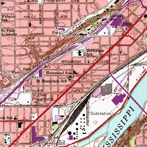 Topographic Map of Hammond School, MN