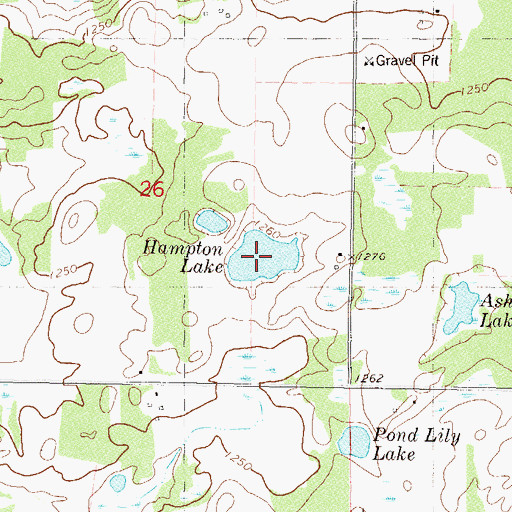 Topographic Map of Hampton Lake, MN