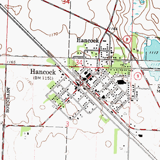 Topographic Map of Hancock, MN