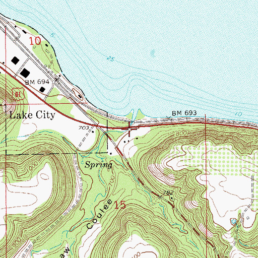 Topographic Map of Handshaw Coulee, MN