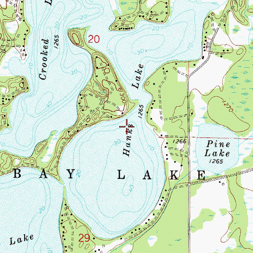 Topographic Map of Hanks Lake, MN