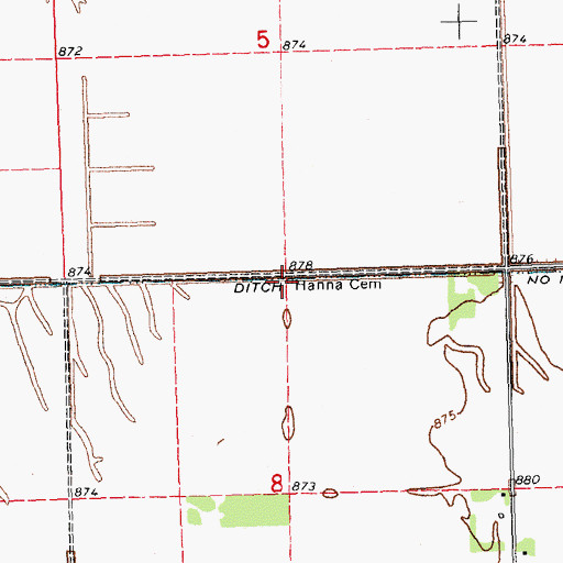 Topographic Map of Hanna Cemetery, MN