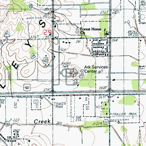 Topographic Map of Arkansas Services Center, AR