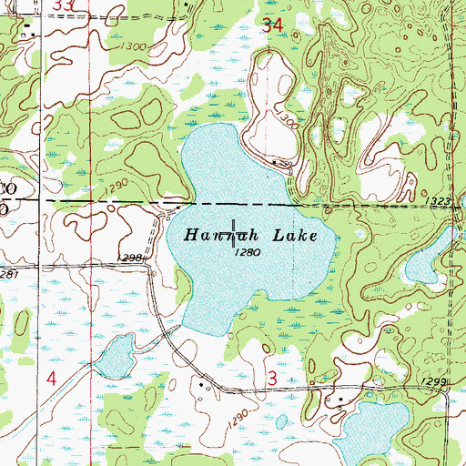 Topographic Map of Hannah Lake, MN